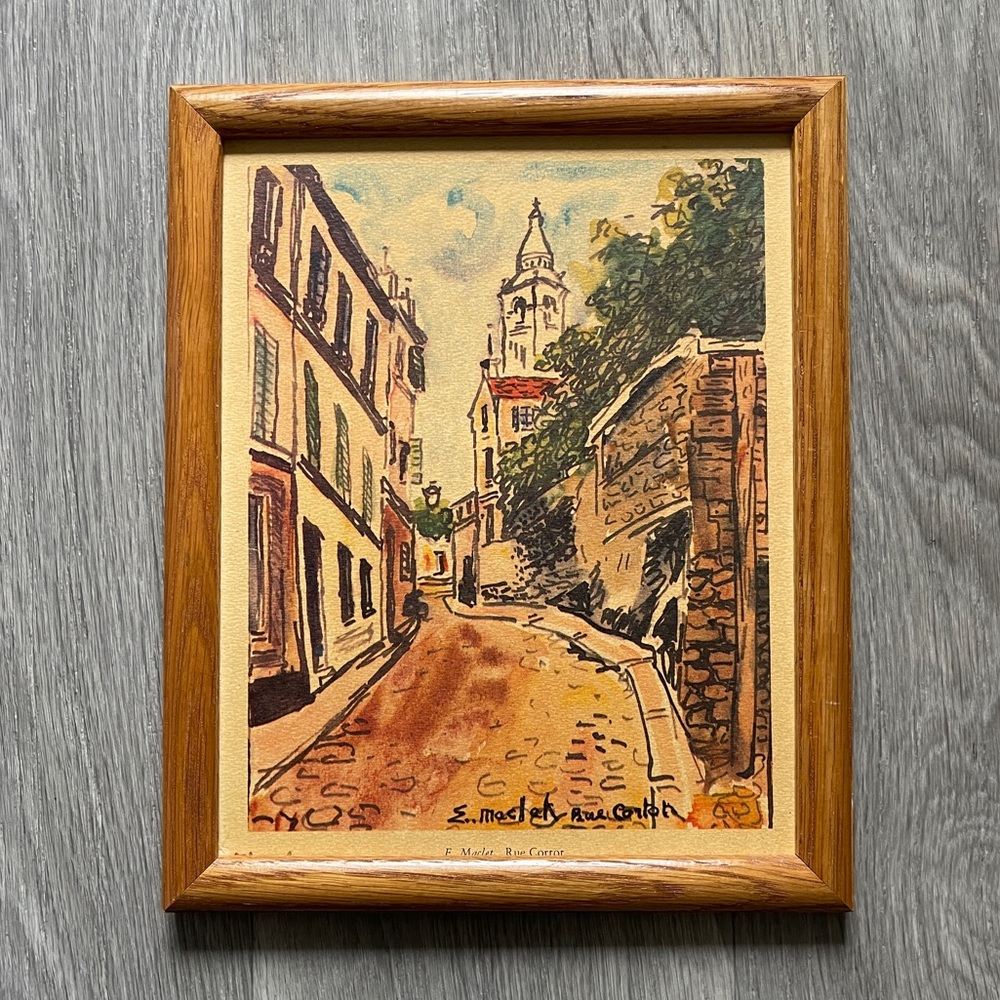Vintage art print E. Maclet Rue Cortor thrifted